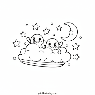 Dreamy Cloud Boat Voyage - free printable coloring page