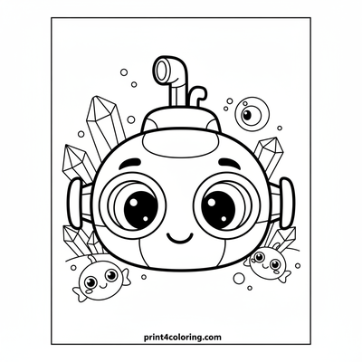 Sparkling Deep Sea Submarine Adventure - free printable coloring page