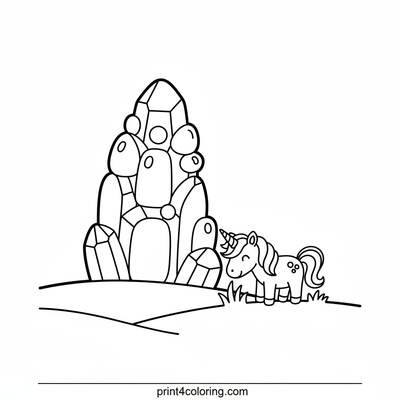 Sparkling Crystal Peaks and Unicorn Friend - free printable coloring page