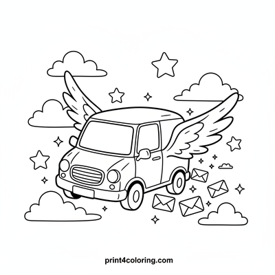 The Glittering Sky Mail Express - free printable coloring page