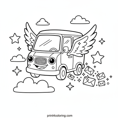 The Magical Sky Mail Delivery - free printable coloring page
