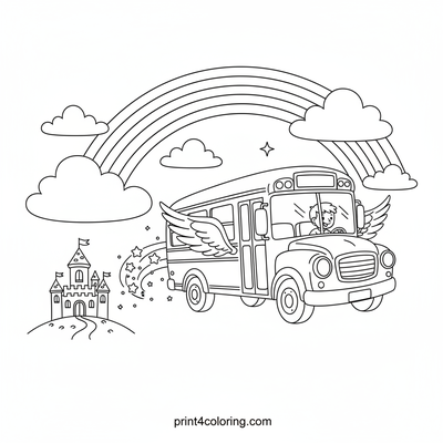 The Enchanted Flight to Castle School - free printable coloring page