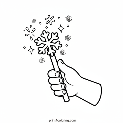 Twinkling Snowflake Wand Magic - free printable coloring page