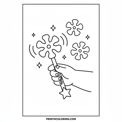 Sparkling Snowflake Wand Magic - free printable coloring page