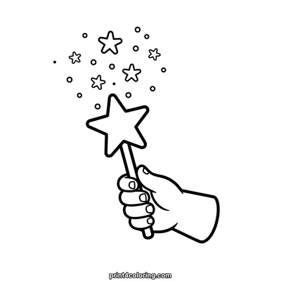 Twinkling Snowflake Wand Magic - free printable coloring page