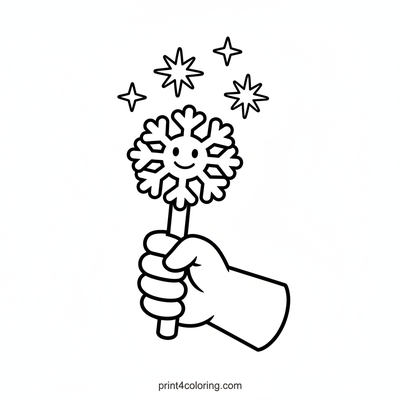 Sparkling Snowflake Magic Wand - free printable coloring page