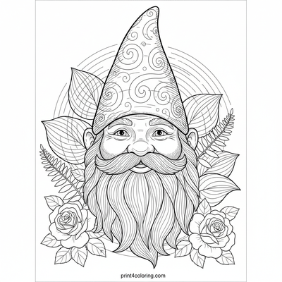 Enchanted Twilight Garden Gnome - free printable coloring page
