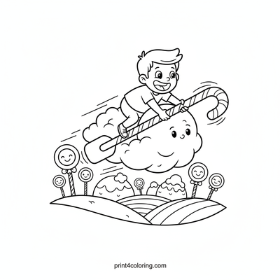 Sweet Sky Adventure: Ice Cream Cloud Ride - free printable coloring page
