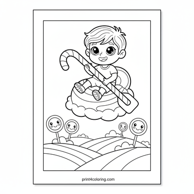 Sweet Dreams Cloud Ride - free printable coloring page