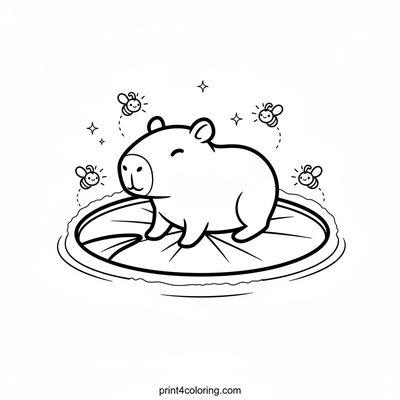 Capybara's Magical Lily Pad Journey - free printable coloring page