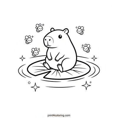 Capybara's Magical Lily Pad Adventure - free printable coloring page