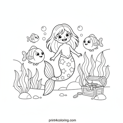 Sparkling Mermaid's Underwater World - free printable coloring page