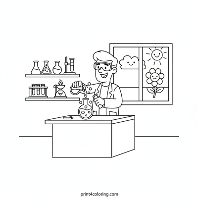 Professor Utonium's Magical Mixture Lab - free printable coloring page