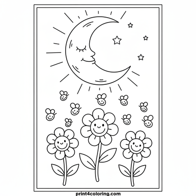 Magical Moonlit Meadow Glow - free printable coloring page