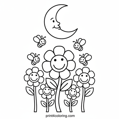 Enchanted Moonbeam Meadow - free printable coloring page