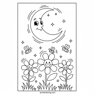 Magical Firefly Meadow - free printable coloring page