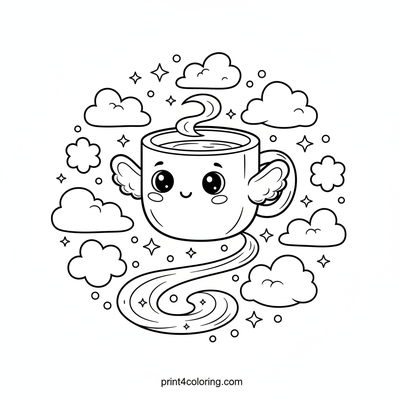 Sparkle Mug's Sweet Cloud Journey - free printable coloring page
