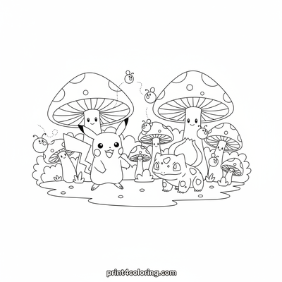 Pikachu and Bulbasaur's Magical Mushroom Forest