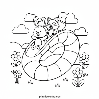 Whimsical Noodle Slide Adventure - free printable coloring page