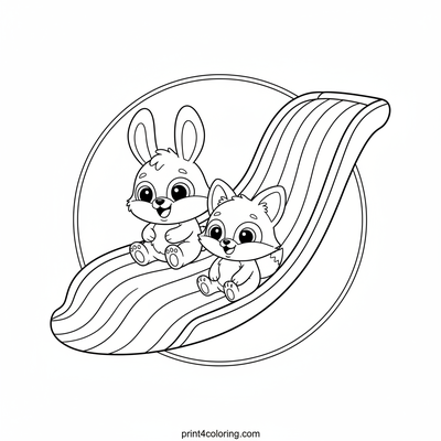 Rainbow Noodle Slide Frolic - free printable coloring page
