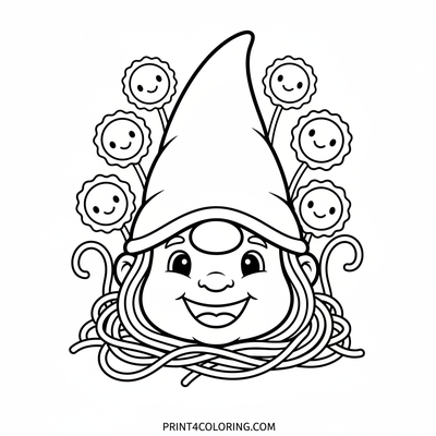 The Enchanted Pasta Garden - free printable coloring page