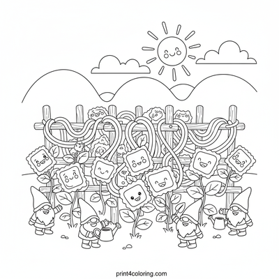Whimsical Pasta Garden Adventure - free printable coloring page