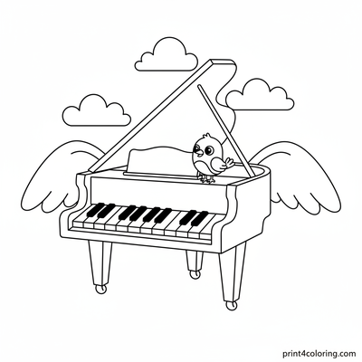 Whimsical Cloud Piano's Sky Serenade - free printable coloring page