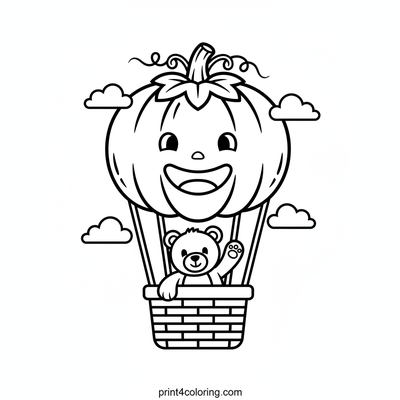 Teddy's Magical Pumpkin Sky Ride - free printable coloring page