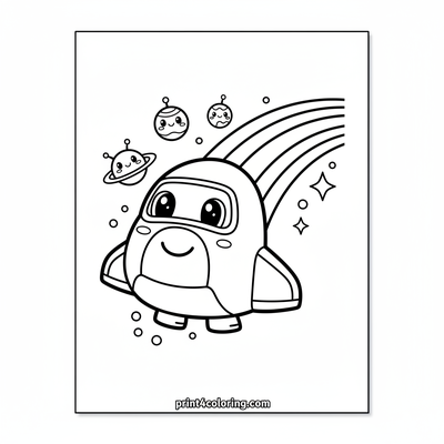 Magical Rainbow Shuttle Adventure - free printable coloring page