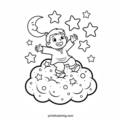 Sweet Dreams on a Pudding Cloud - free printable coloring page