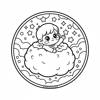Sweet Dreams on a Rice Pudding Cloud - free printable coloring page