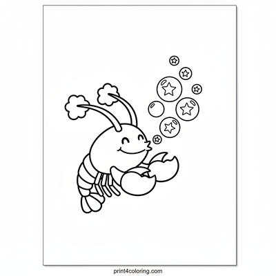 Star-Bubble Lobster's Underwater Dream - free printable coloring page