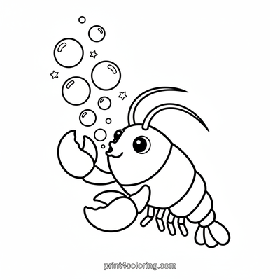 Enchanted Star-Bubble Lobster Adventure - free printable coloring page