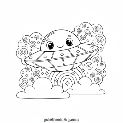 Cozy Stardust Saucer Adventure - free printable coloring page