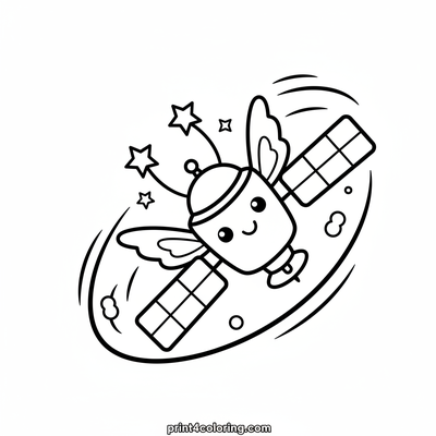 Twinkle Star Satellite Adventure - free printable coloring page