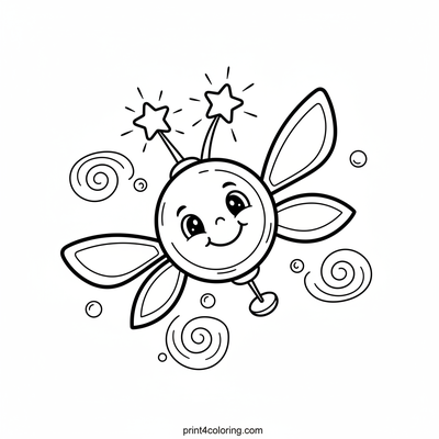 Whimsical Star Satellite - free printable coloring page