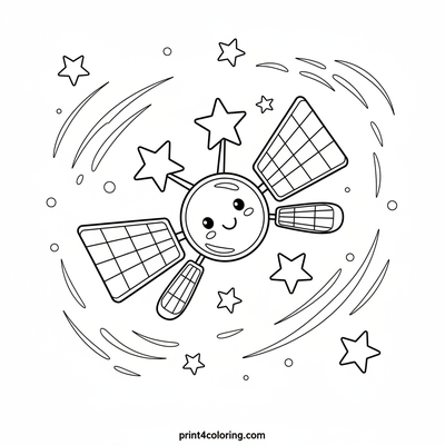Magical Star-Gazing Satellite - free printable coloring page