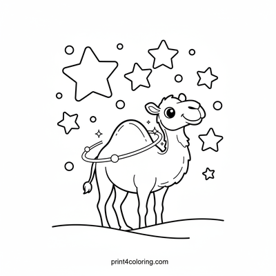 Magical Stargazer Camel - free printable coloring page