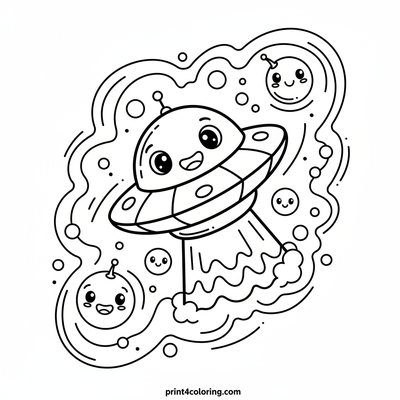 Cosmic Journey Starship - free printable coloring page