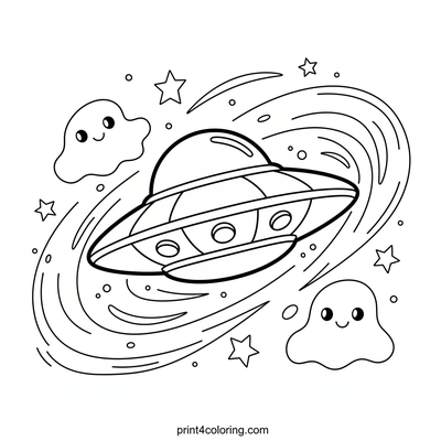 Galactic Starship Journey - free printable coloring page