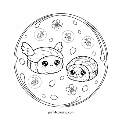 Enchanted Sushi Garden Dream - free printable coloring page