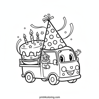 The Giggling Mail Van's Birthday Surprise - free printable coloring page