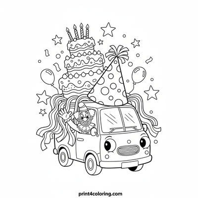 The Silly Mail Van's Birthday Bash Delivery! - free printable coloring page