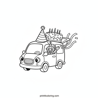 The Giggling Clown's Cake Delivery - free printable coloring page