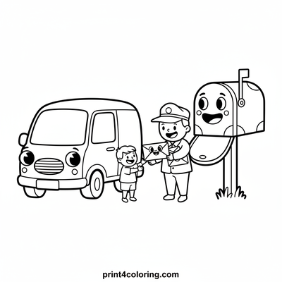 Happy Mail Delivery Fun! - free printable coloring page