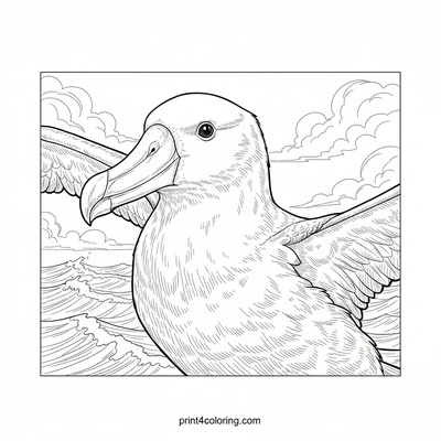 Giant of the Skies: Albatross Over Crashing Waves - free printable coloring page