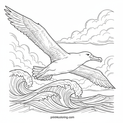 Ocean Monarch: Albatross in Dynamic Flight - free printable coloring page