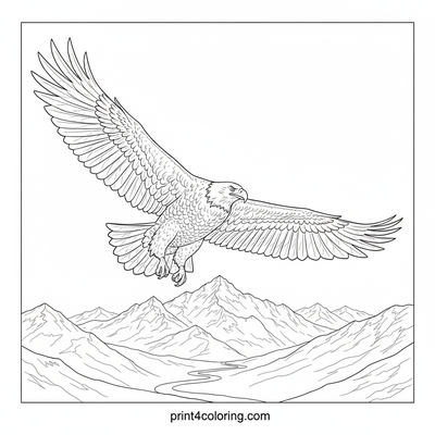 Majestic Eagle's Mountain Glide - free printable coloring page