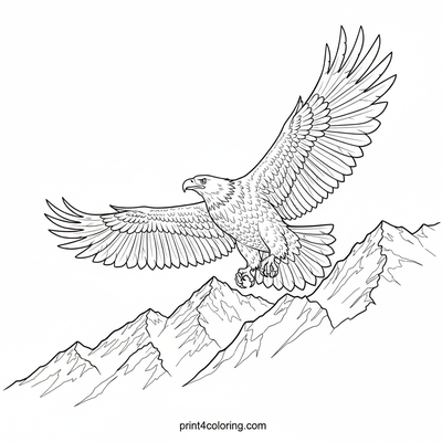 Grand Eagle's Mountain Majesty - free printable coloring page