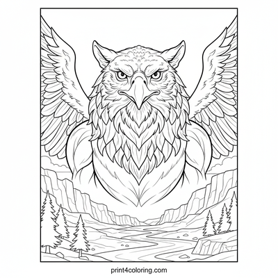 Majestic Griffin's Canyon Flight - free printable coloring page